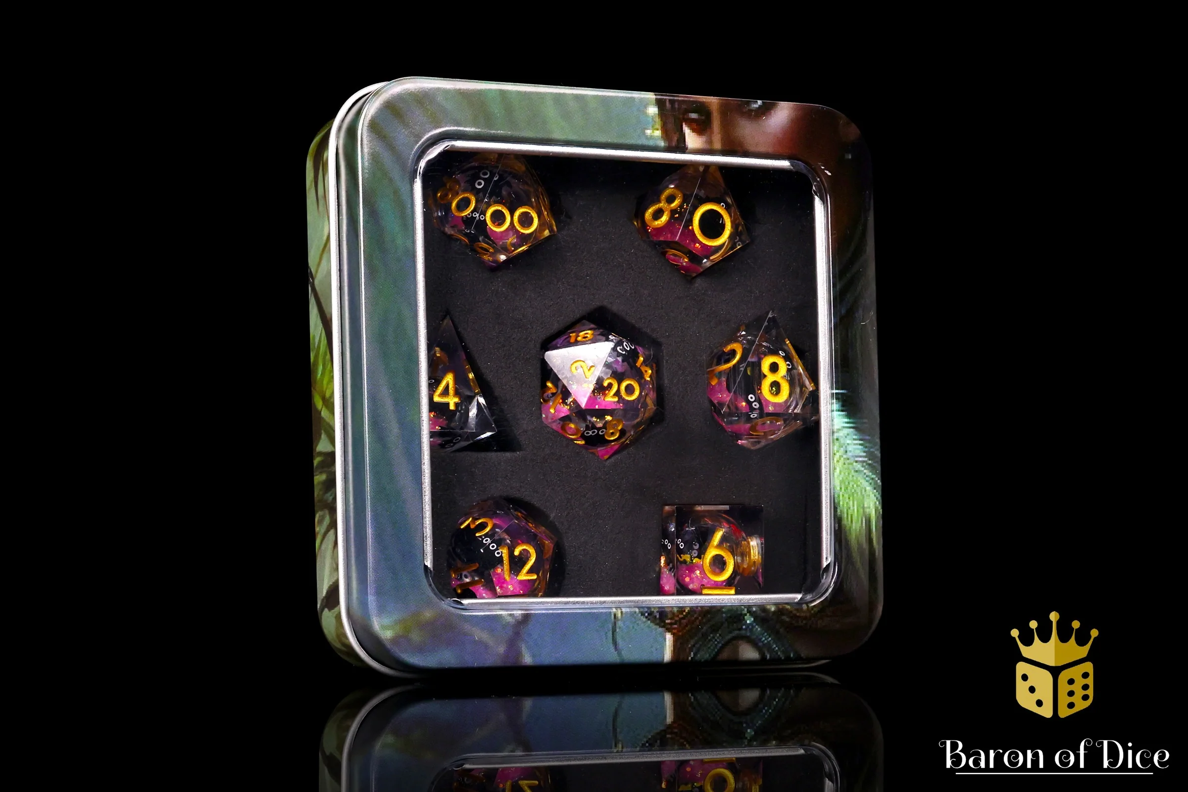 Amethyst Neko Liquid Core RPG Dice Set - 7 Pieces - Image 4