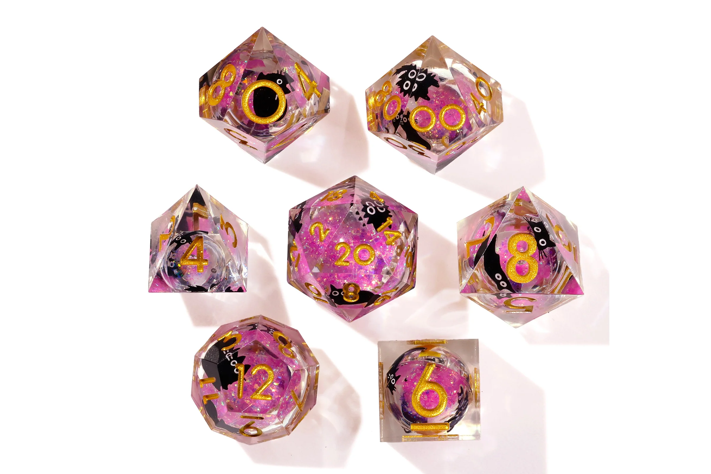 Amethyst Neko Liquid Core RPG Dice Set - 7 Pieces - Image 5