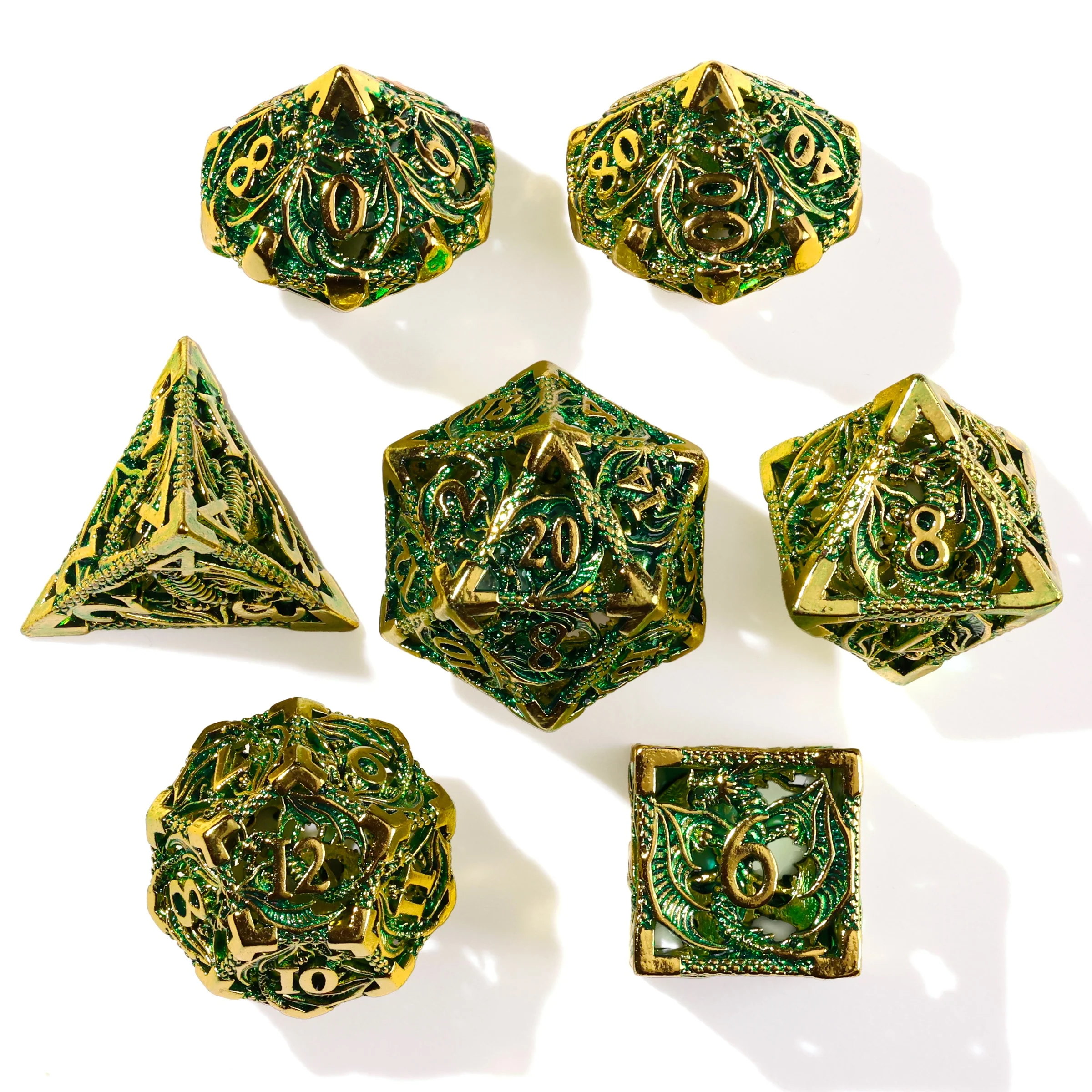Ancient Dragon Treasure Metal RPG Dice Set - 7 Pieces - Image 2