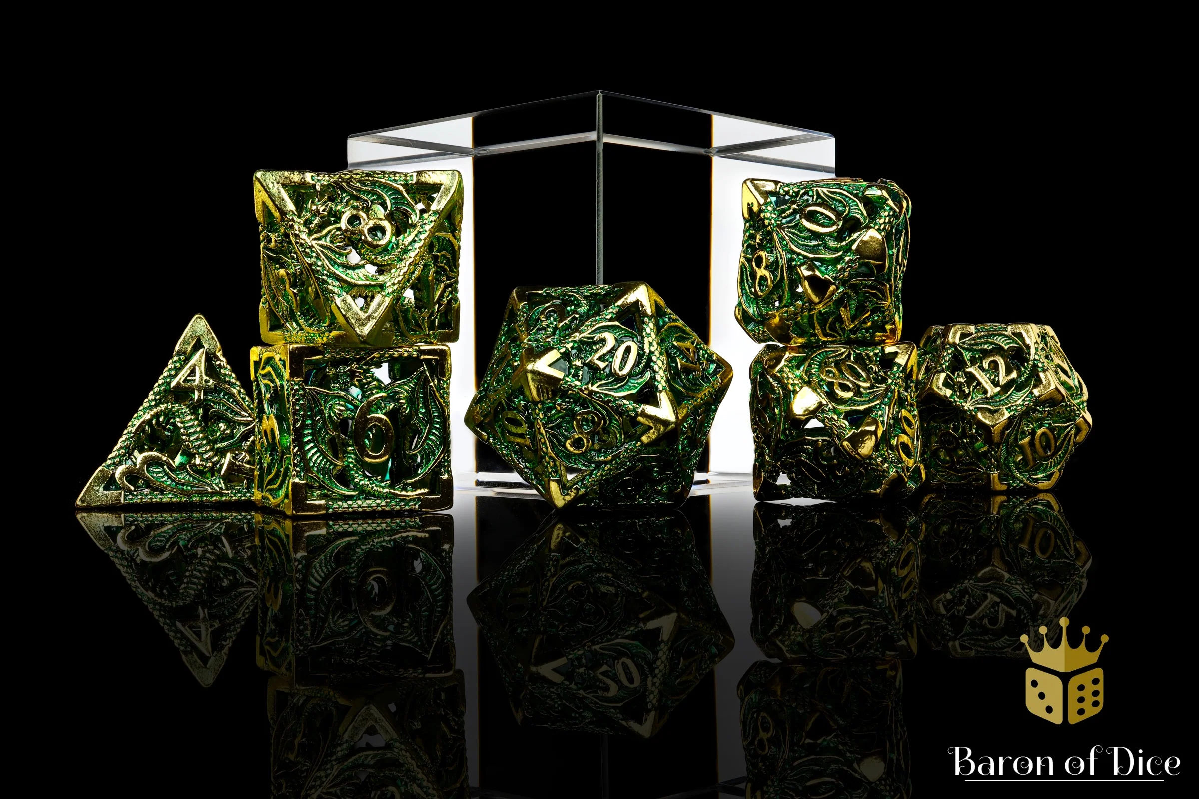 Ancient Dragon Treasure Metal RPG Dice Set - 7 Pieces - Image 3