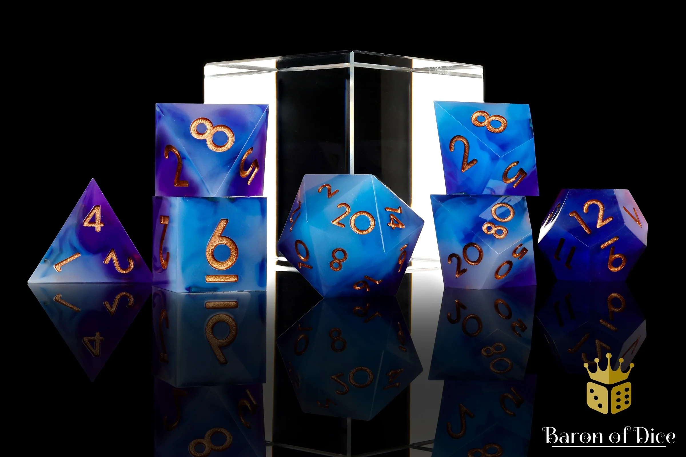 Aquamarine Sharp Edge RPG Dice - 7 Pieces - Image 3