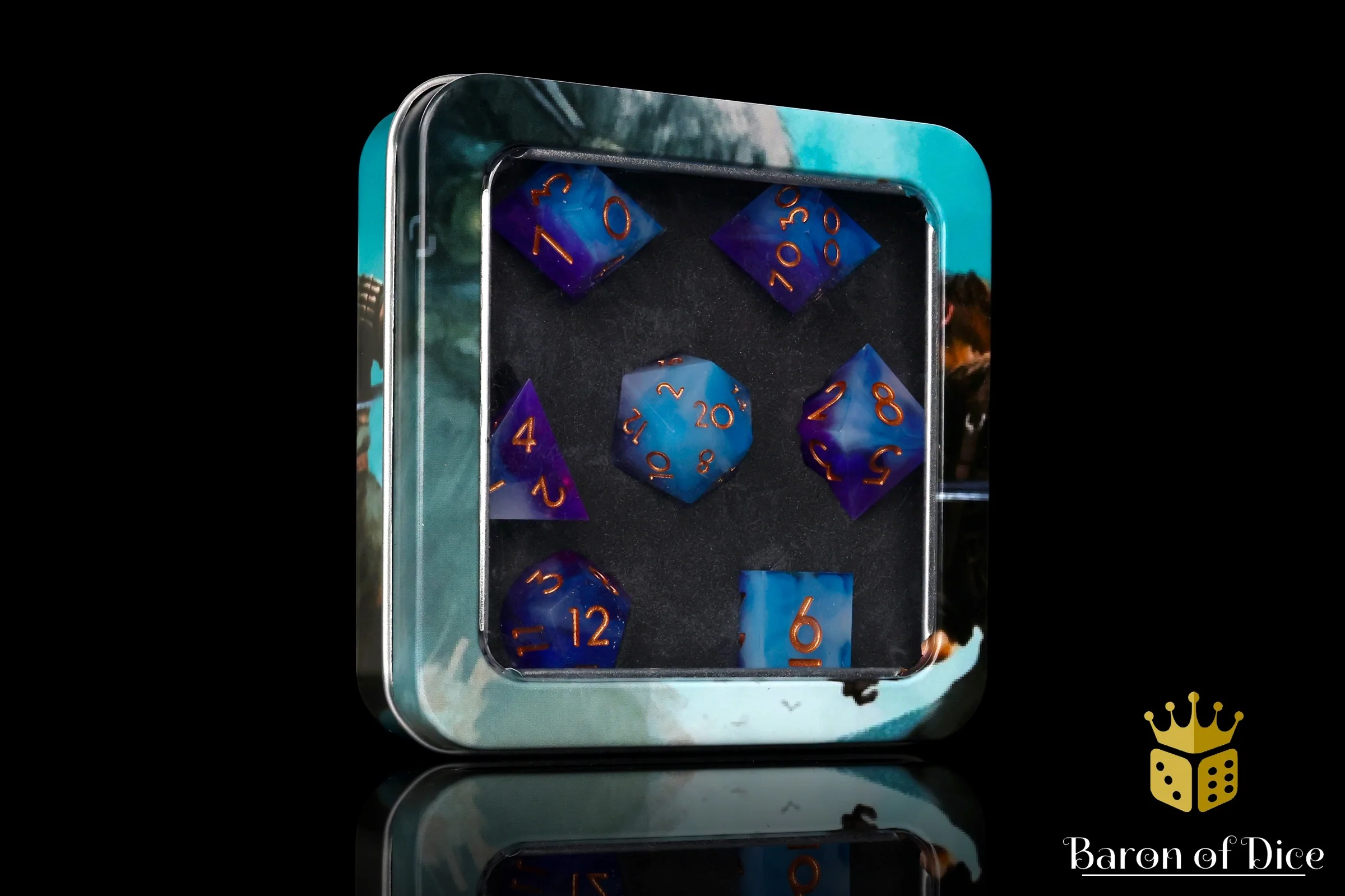 Aquamarine Sharp Edge RPG Dice - 7 Pieces - Image 4