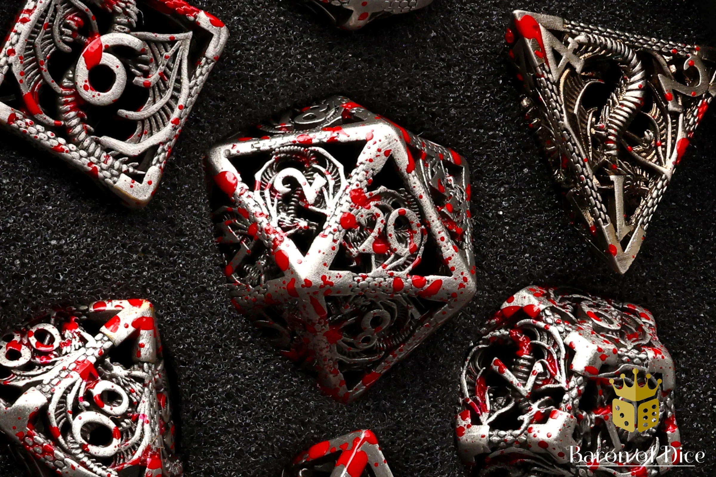 Bloody Dragon Metal RPG Dice - 7 Pieces - Image 2