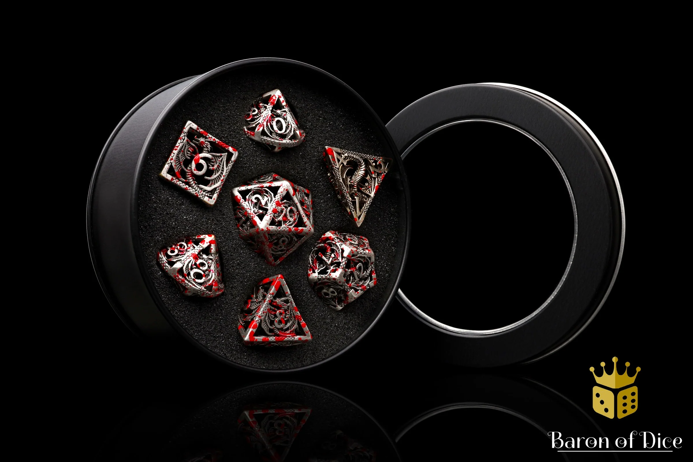 Bloody Dragon Metal RPG Dice - 7 Pieces - Image 3