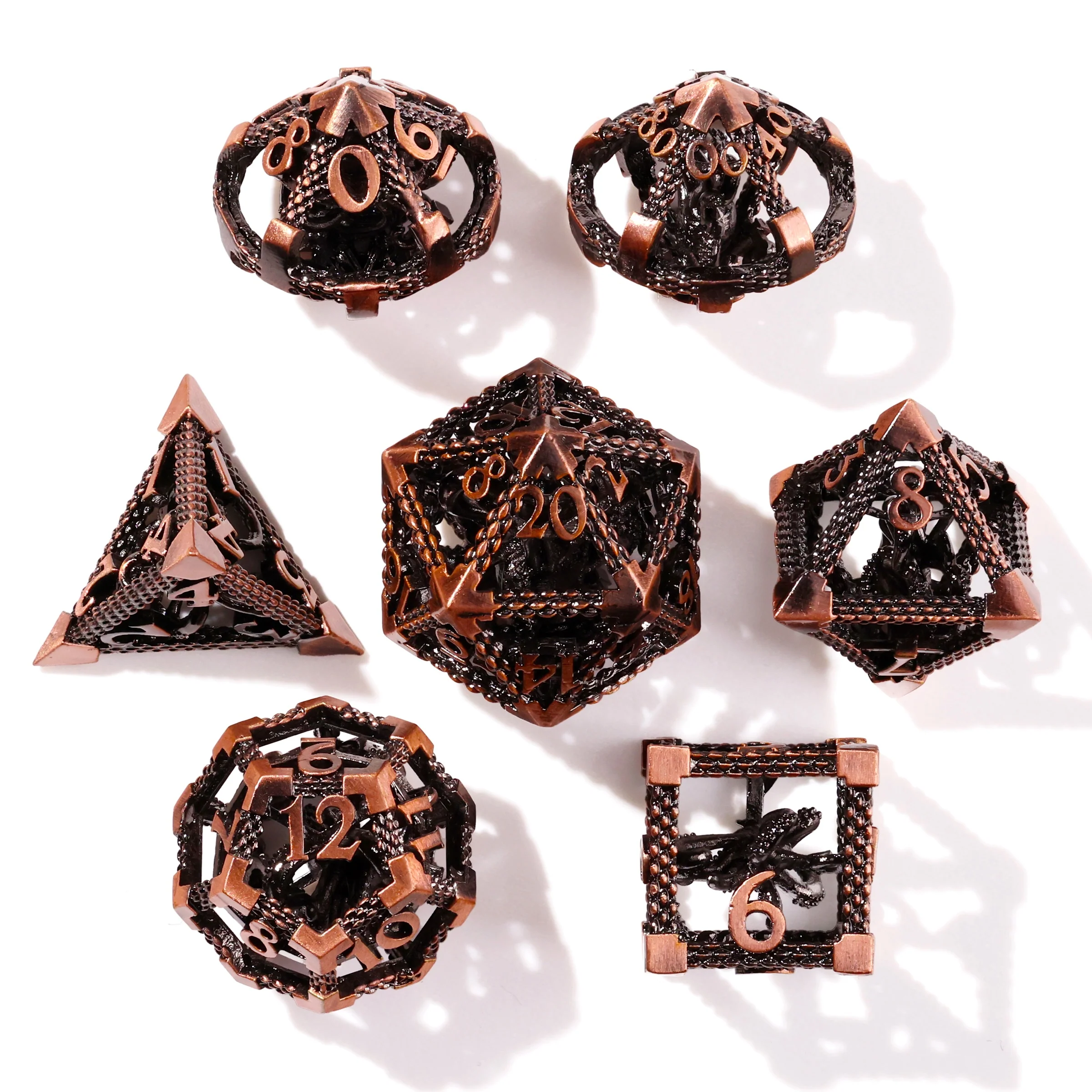 Bronze Kraken Metal RPG Dice Set - 7 Pieces