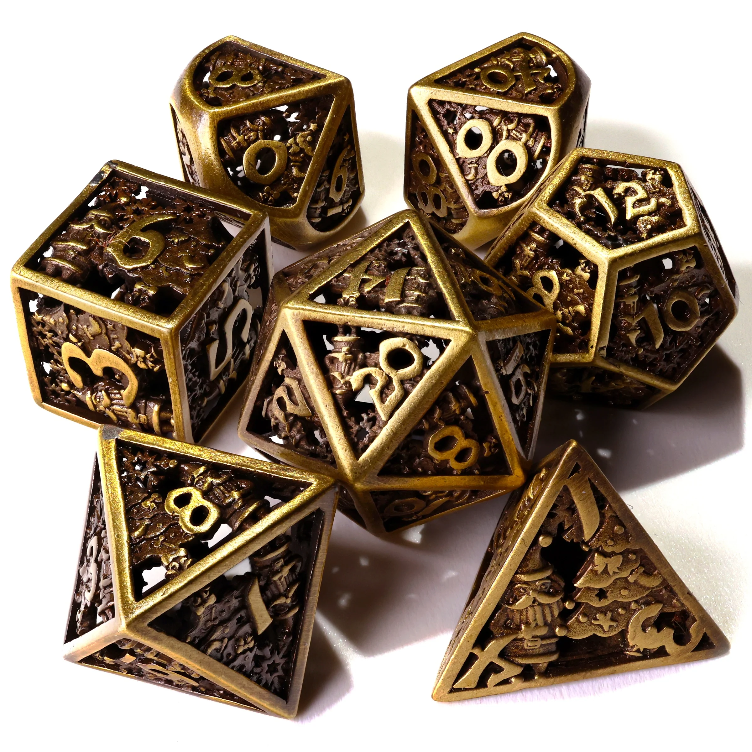 Christmas Metal RPG Dice Set - 7 Pieces - Image 2
