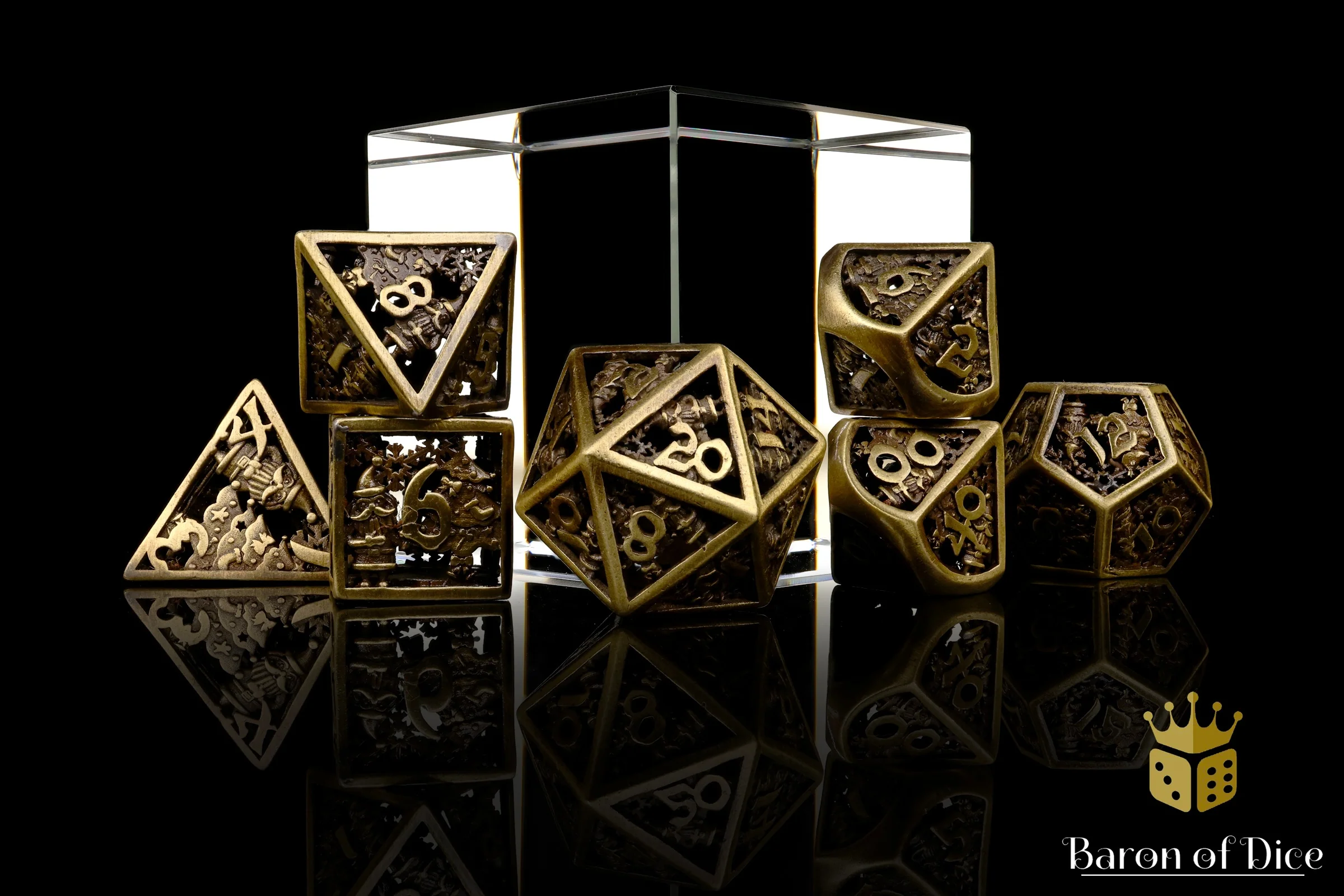 Christmas Metal RPG Dice Set - 7 Pieces - Image 3