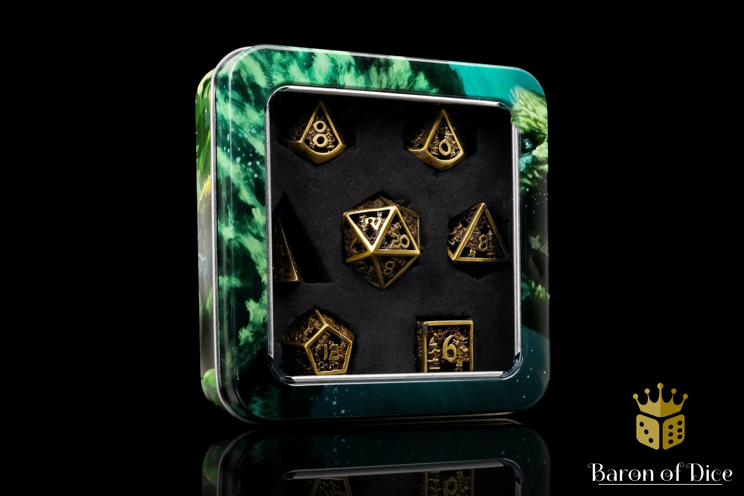 Christmas Metal RPG Dice Set - 7 Pieces - Image 4
