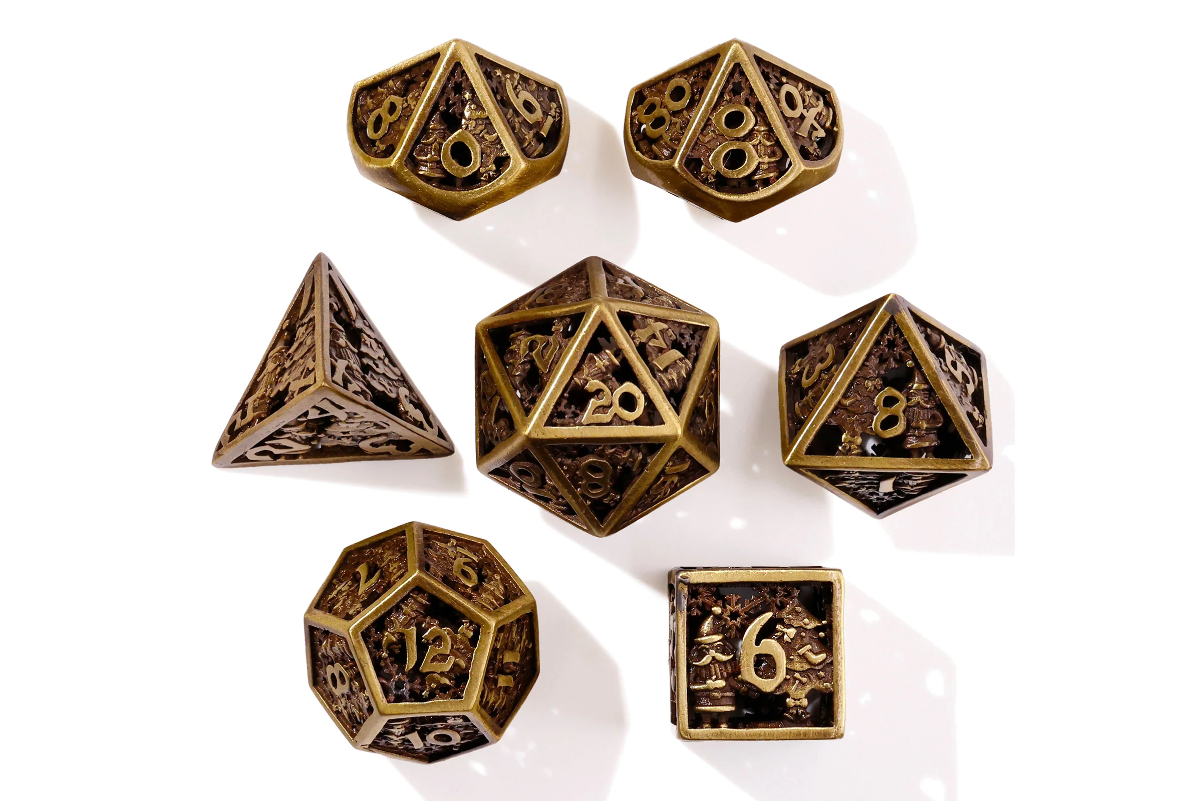Christmas Metal RPG Dice Set - 7 Pieces - Image 5