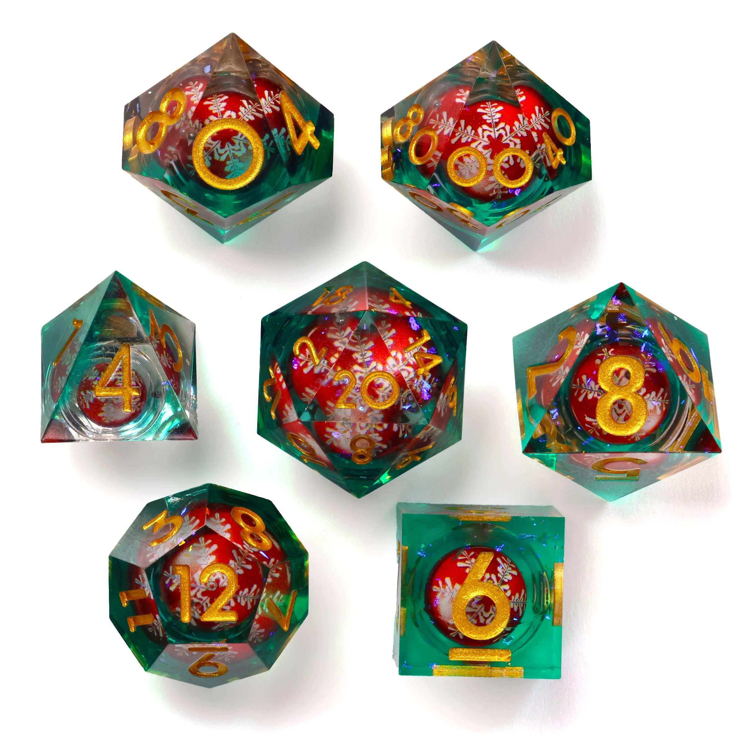 Christmas Rumble Sharp RPG Dice Set - 7 Pieces - Image 3