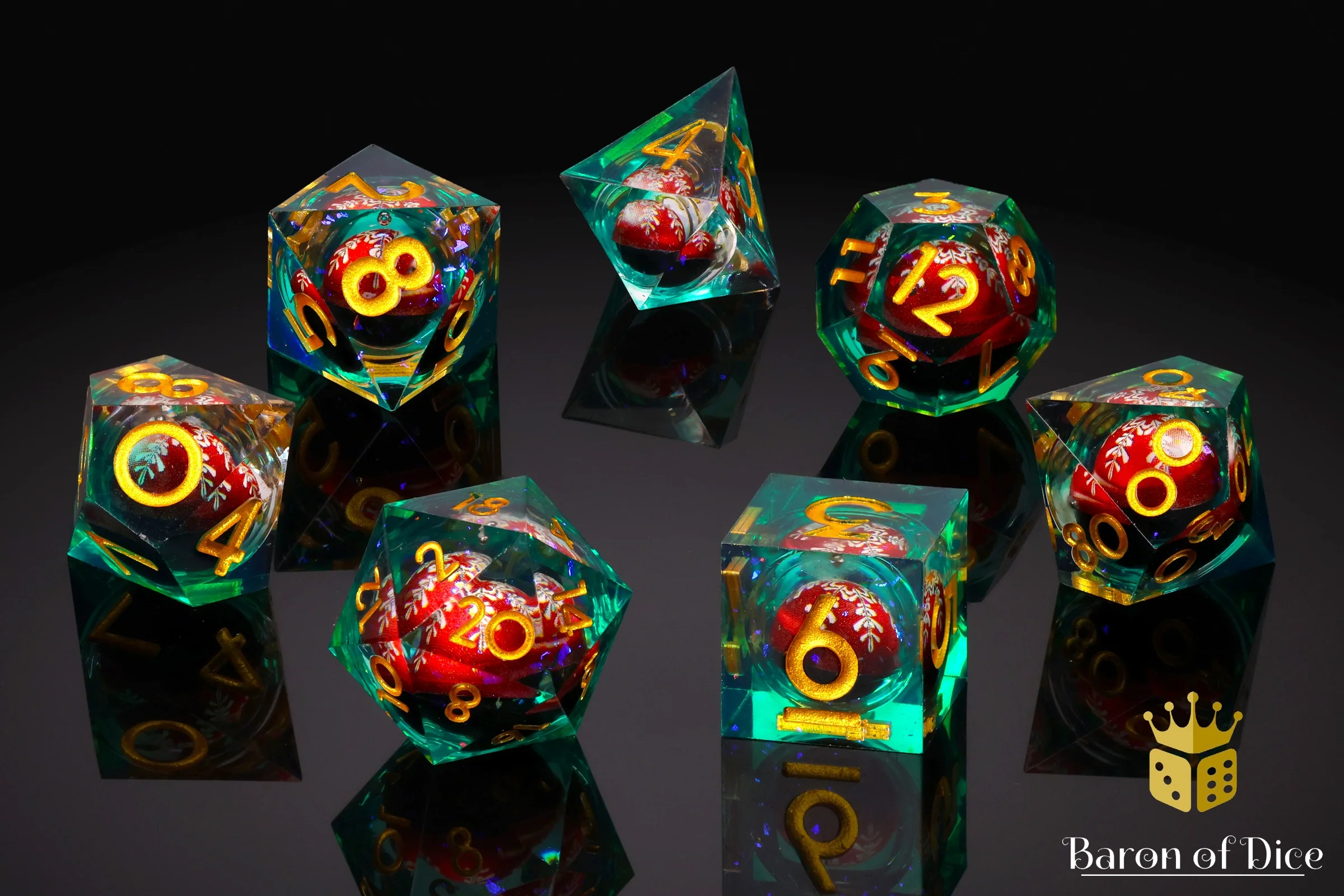 Christmas Rumble Sharp RPG Dice Set - 7 Pieces - Image 4