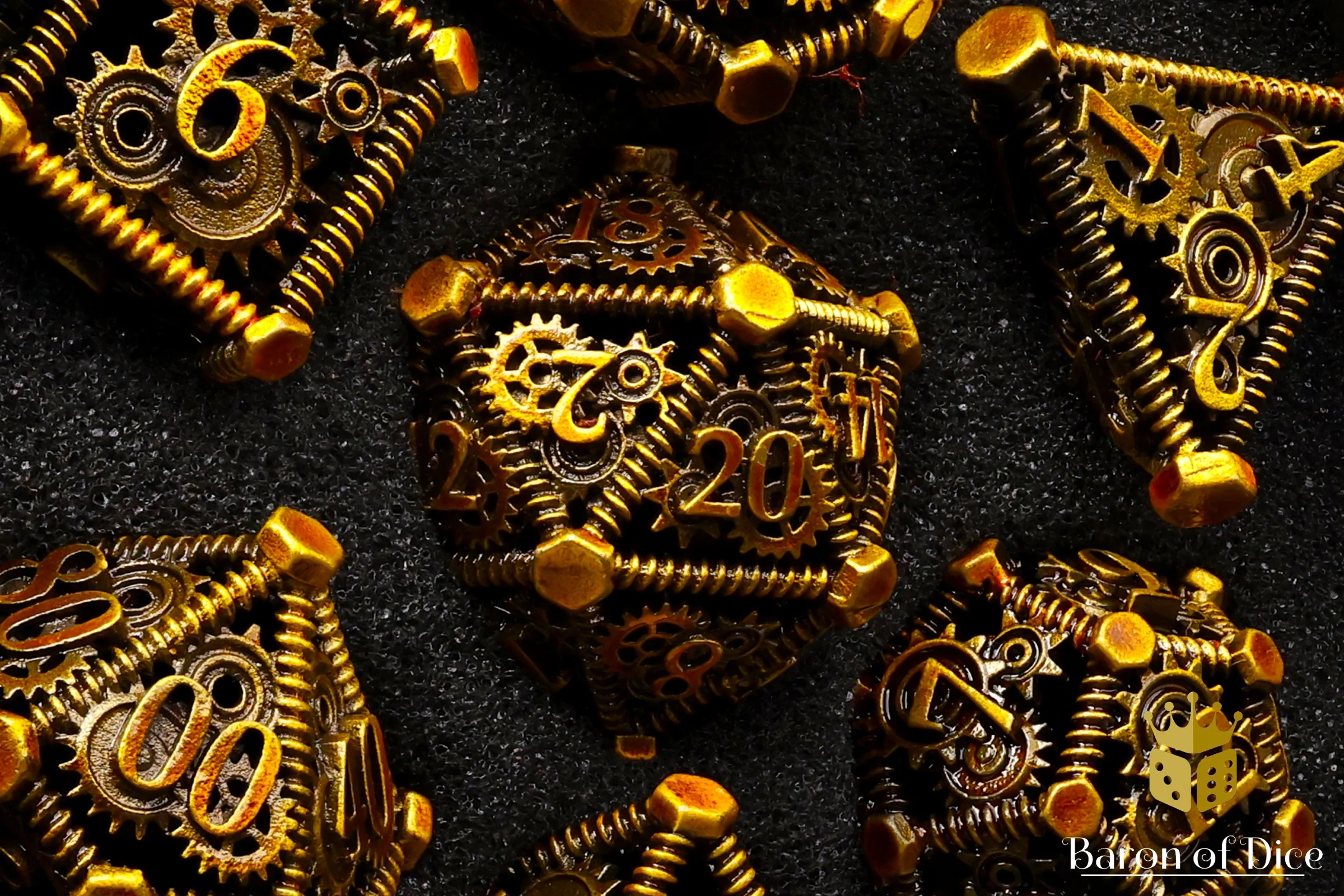 Cogs & Gears Metal RPG Dice Set - 7 Pieces - Image 2