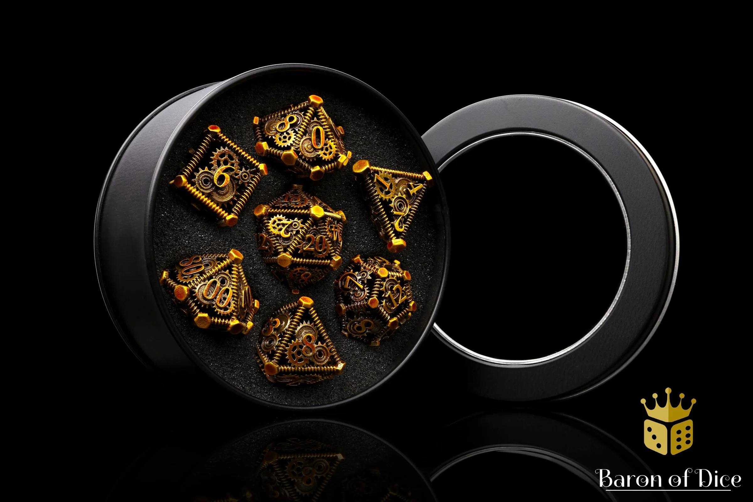 Cogs & Gears Metal RPG Dice Set - 7 Pieces - Image 3