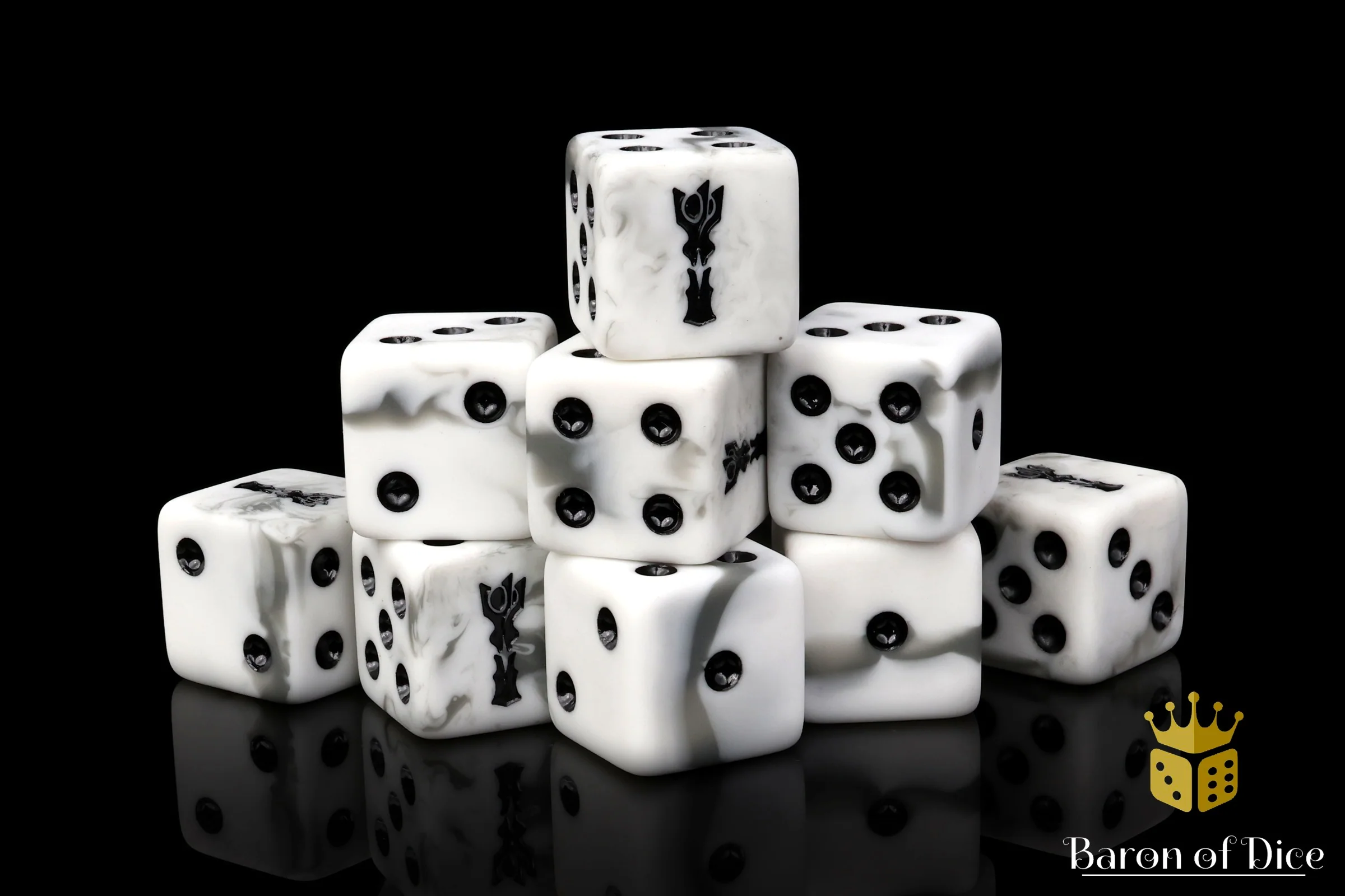 Dark Tower, White, Square 16mm Dice - Image 4