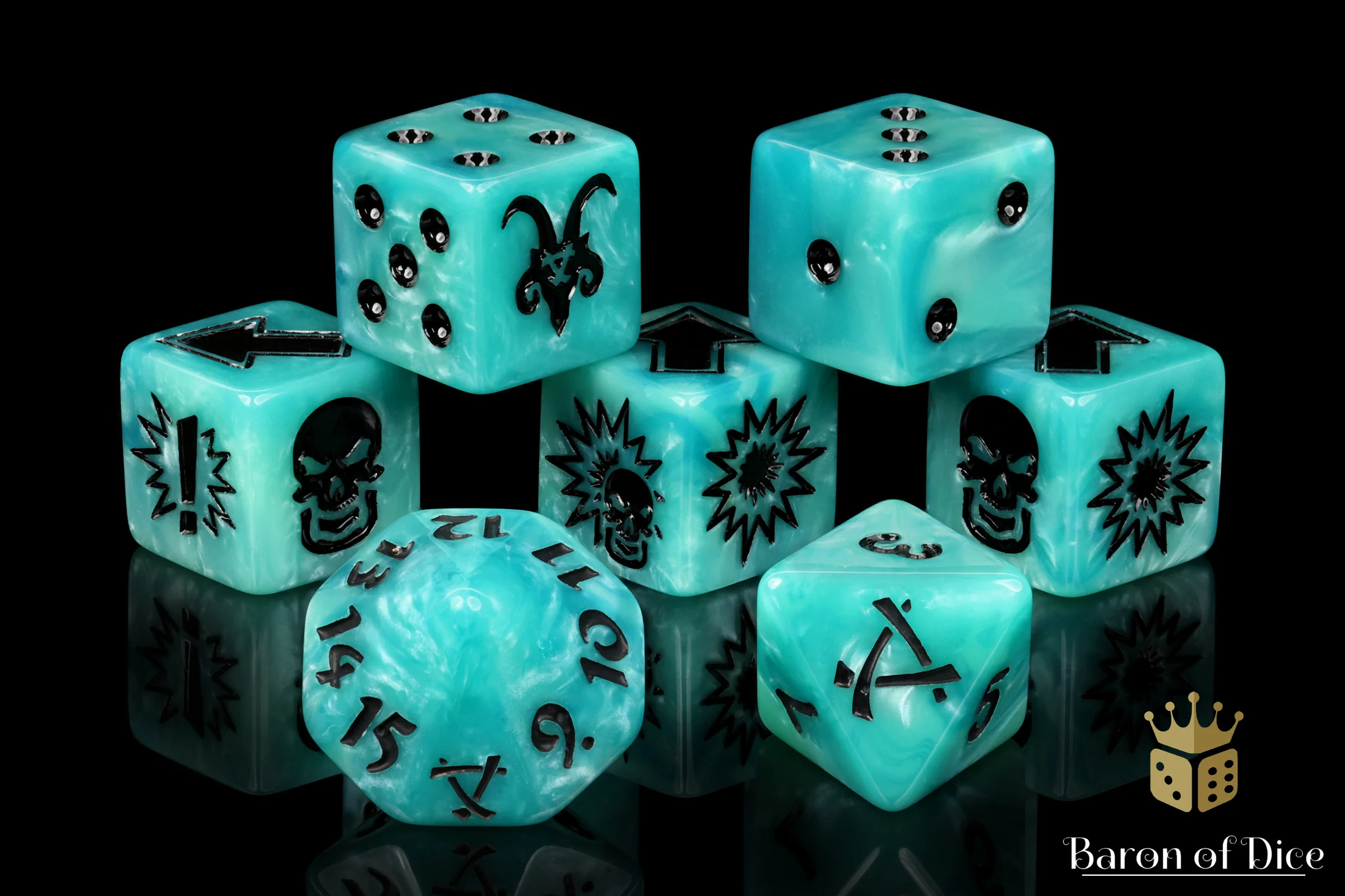 Ethereal Blue - Bloody Football Dice (Set of 7) - Image 3