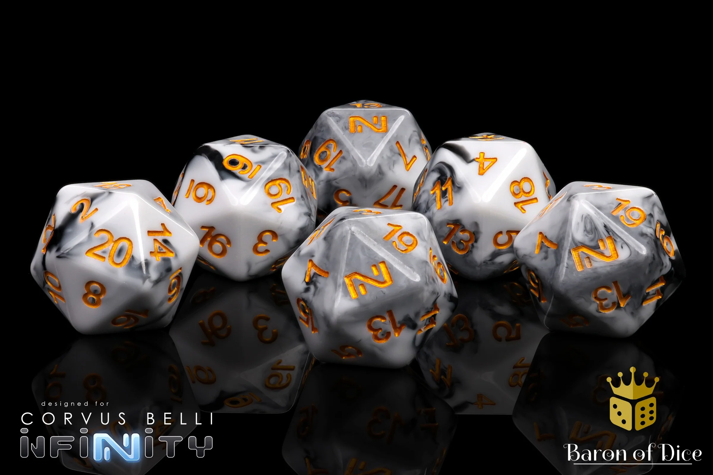 Infinity: N5 Marbled w/ Gold - Official Dice Set - Image 2