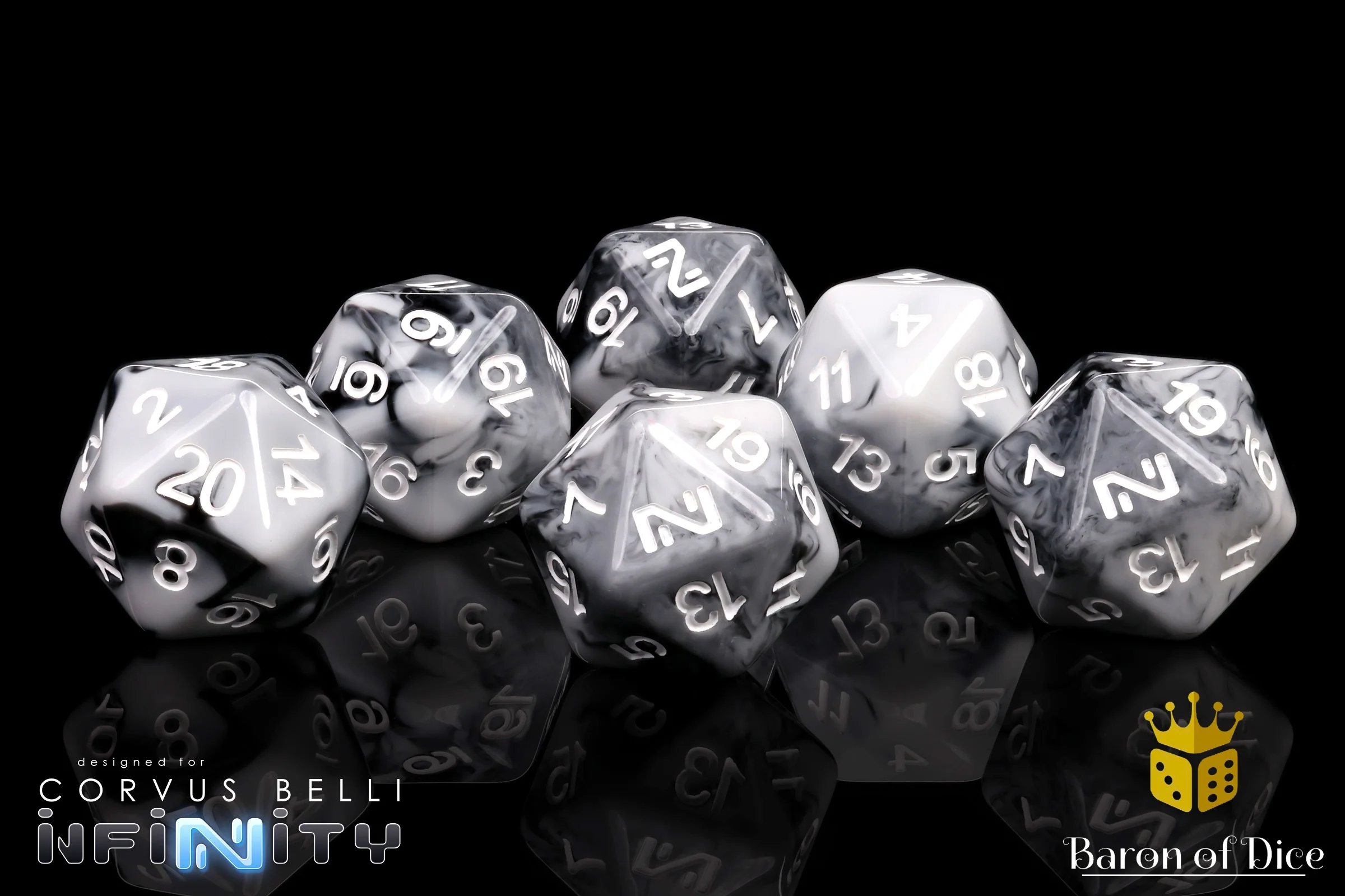 Infinity: N5 Marbled w/ White - Official Dice Set - Image 2