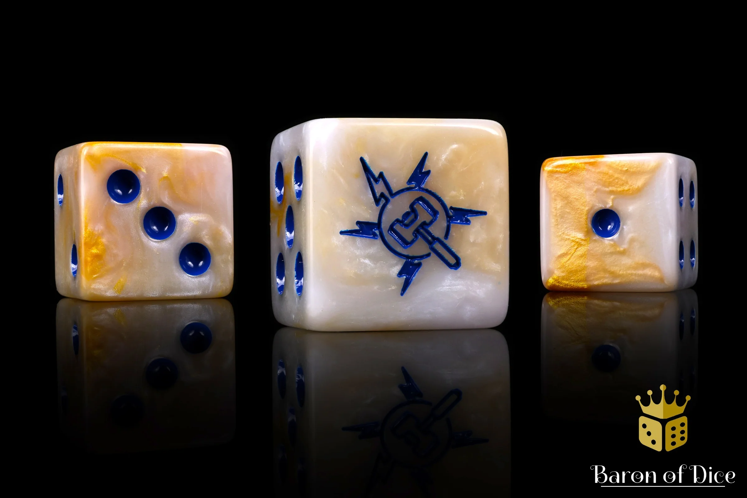 Lightning Strikes Twice Dice - Gold Veins - Image 3