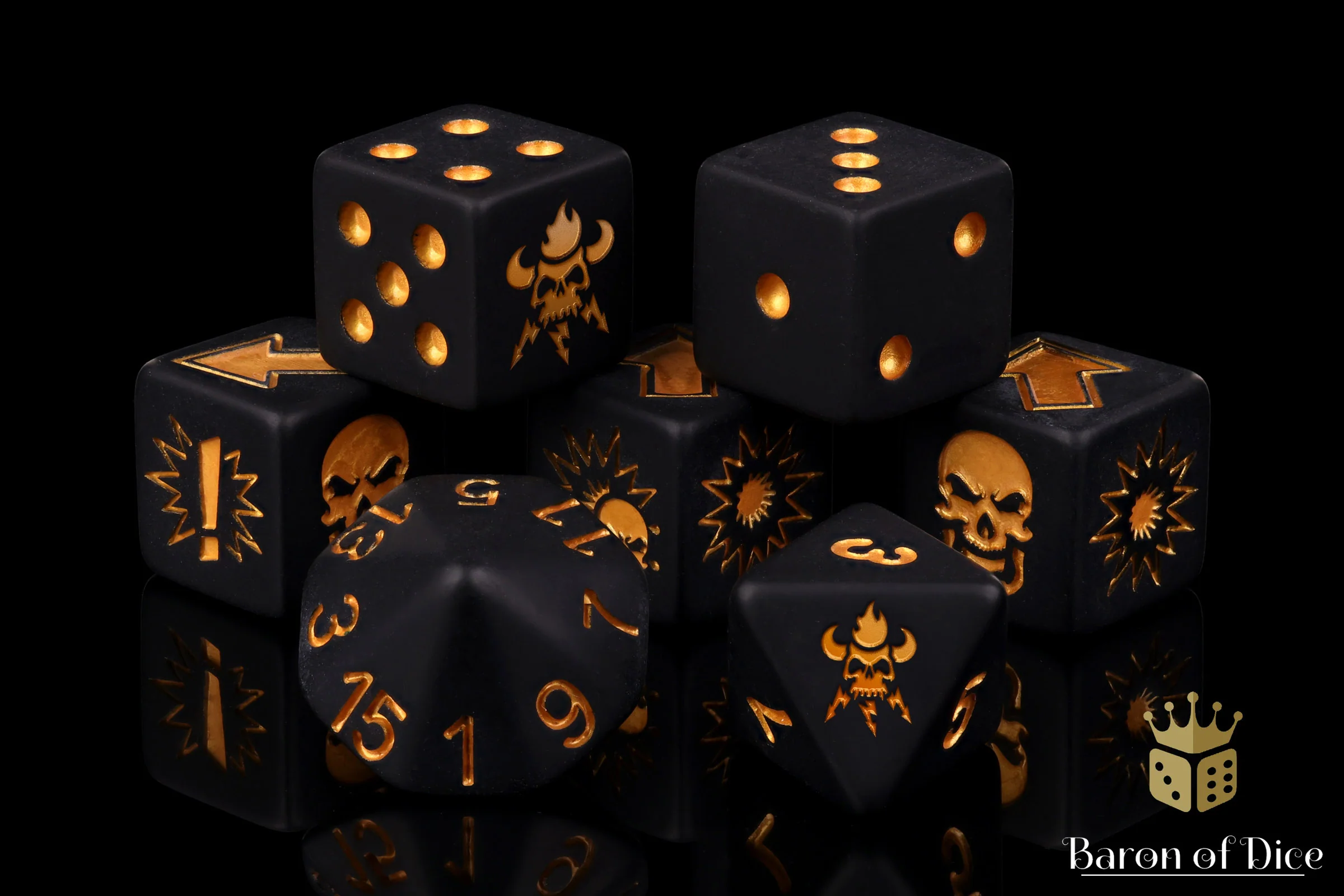 Matte Black - Bloody Football Dice (Set of 7) - Image 2