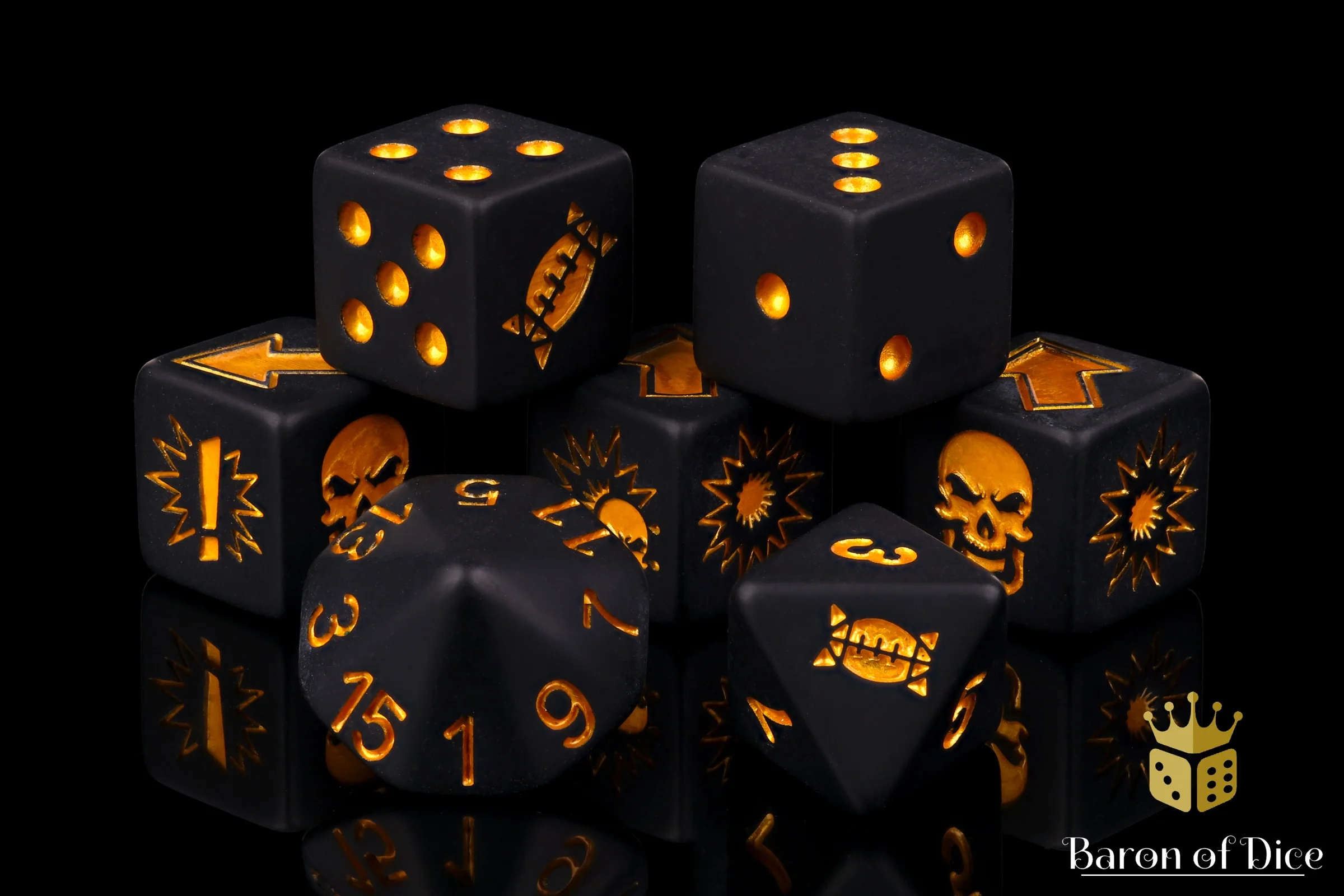 Matte Black - Bloody Football Dice (Set of 7) - Image 3