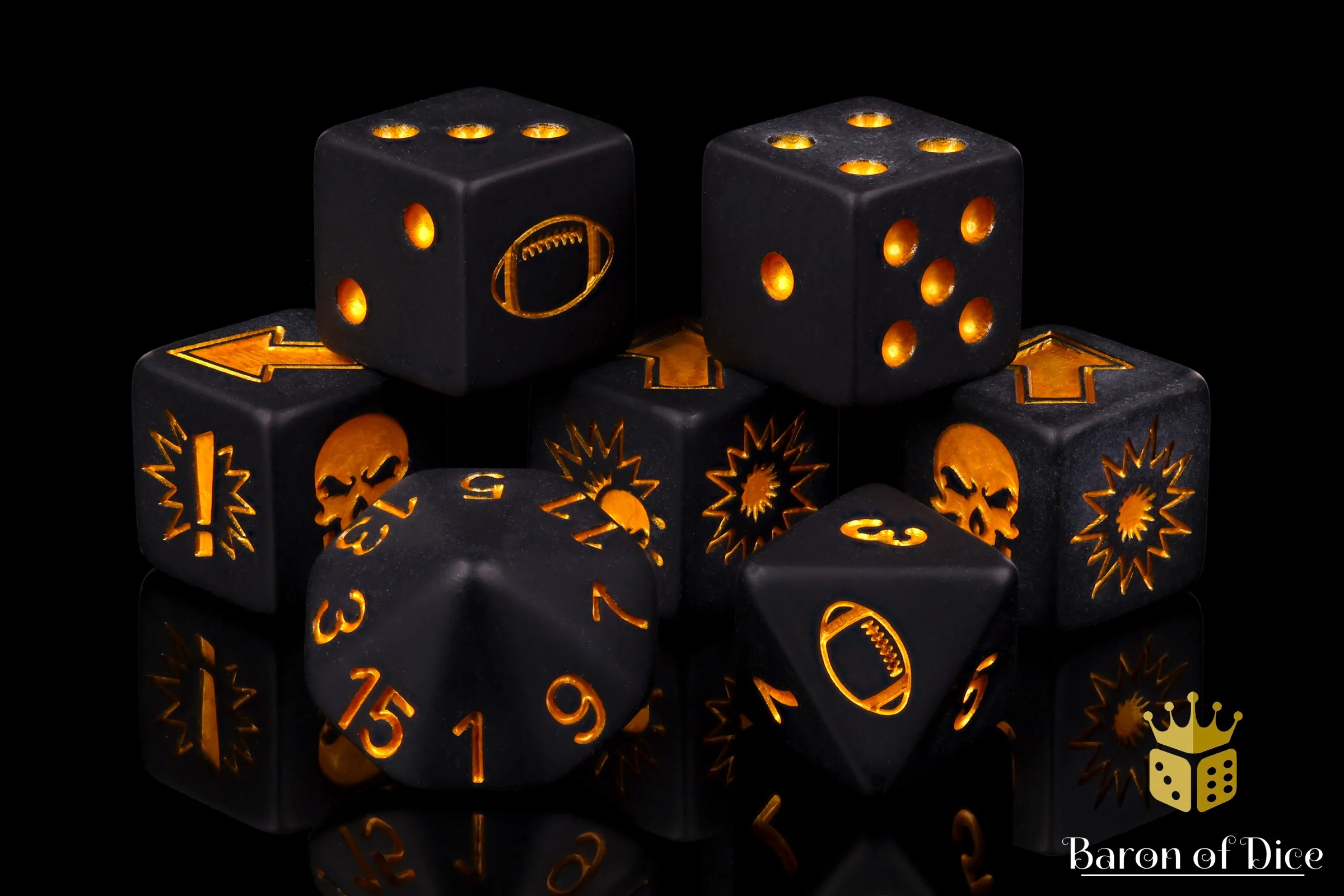 Matte Black - Bloody Football Dice (Set of 7) - Image 5