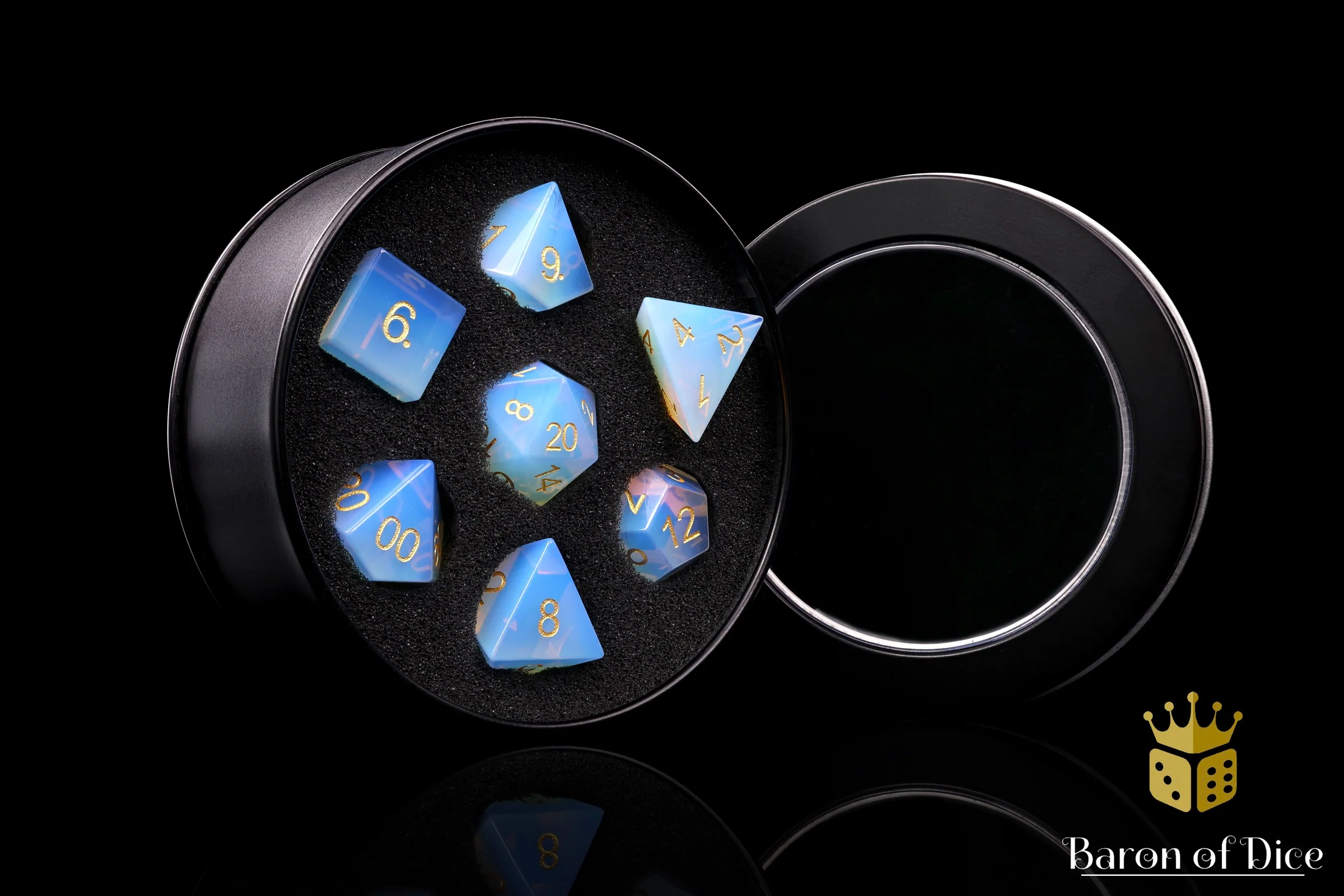 Natural Opal Gemstone RPG Dice Set - 7 Pieces - Image 3