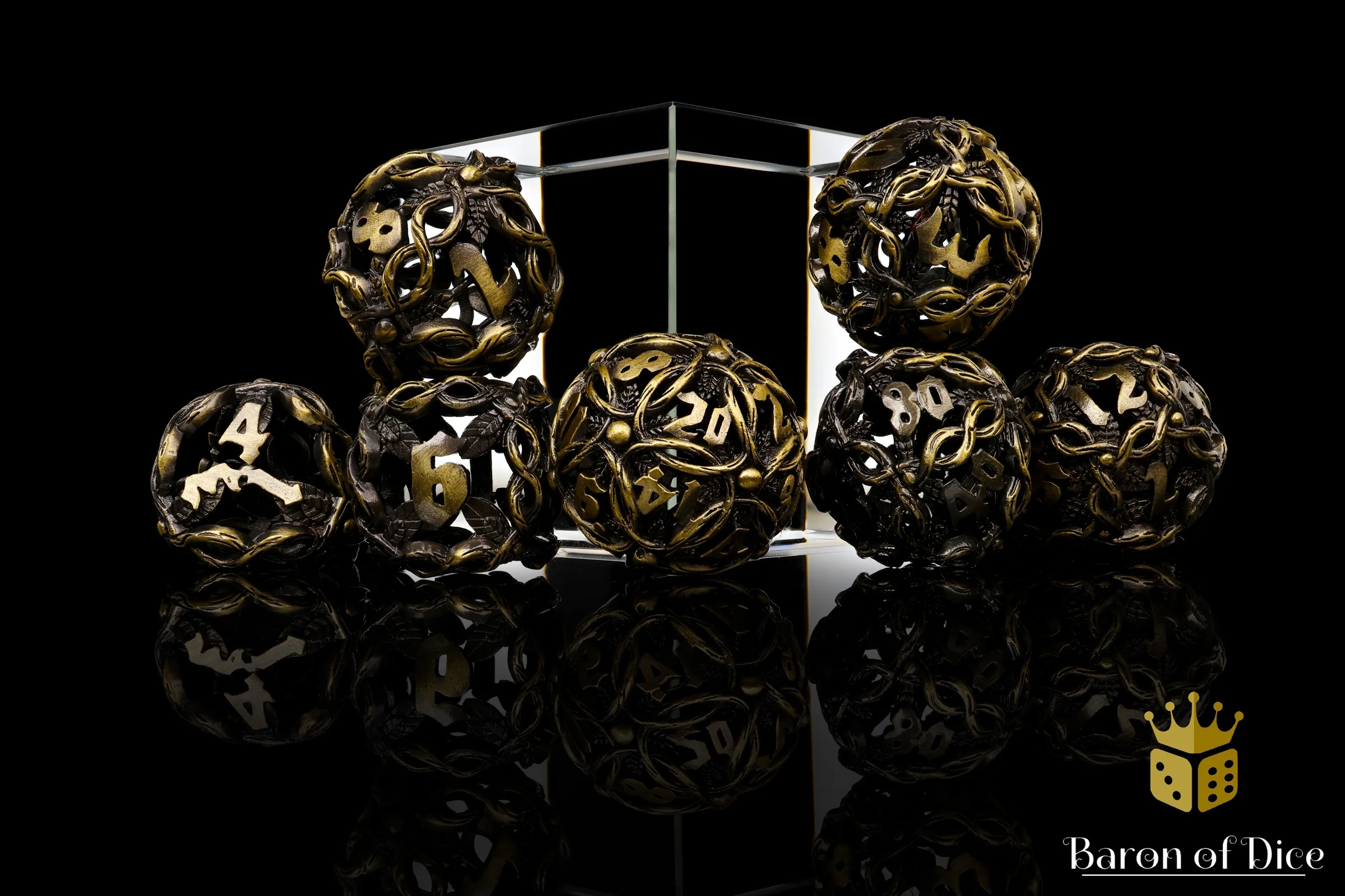 Nature's Wrath Metal RPG Dice Set - 7 Pieces - Image 3