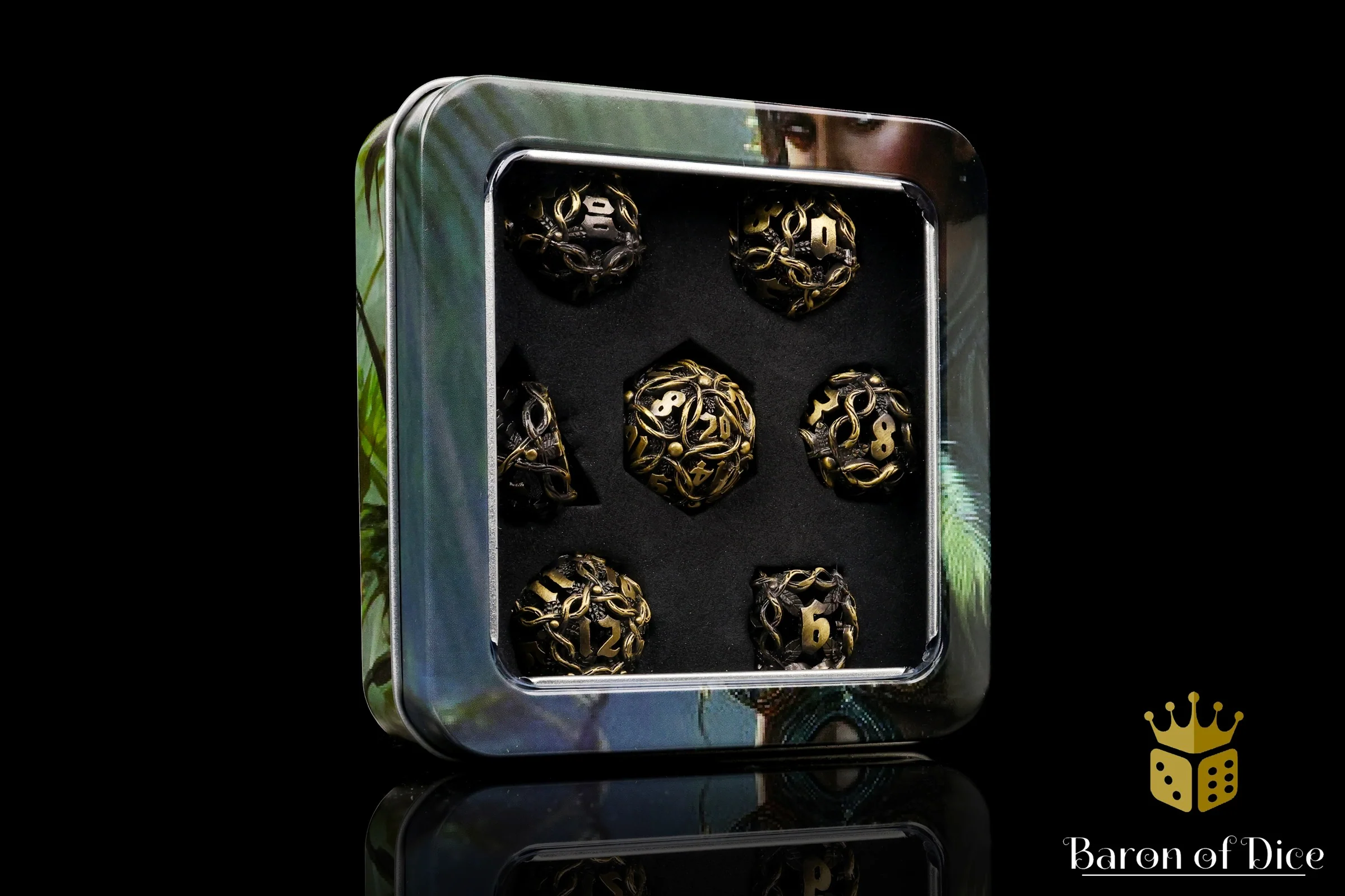Nature's Wrath Metal RPG Dice Set - 7 Pieces - Image 4