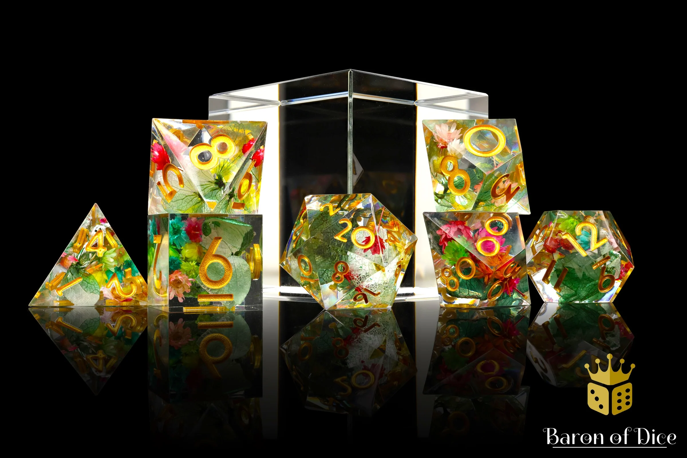 Royal Roses Sharp Edge RPG Dice Set - 7 Pieces - Image 2