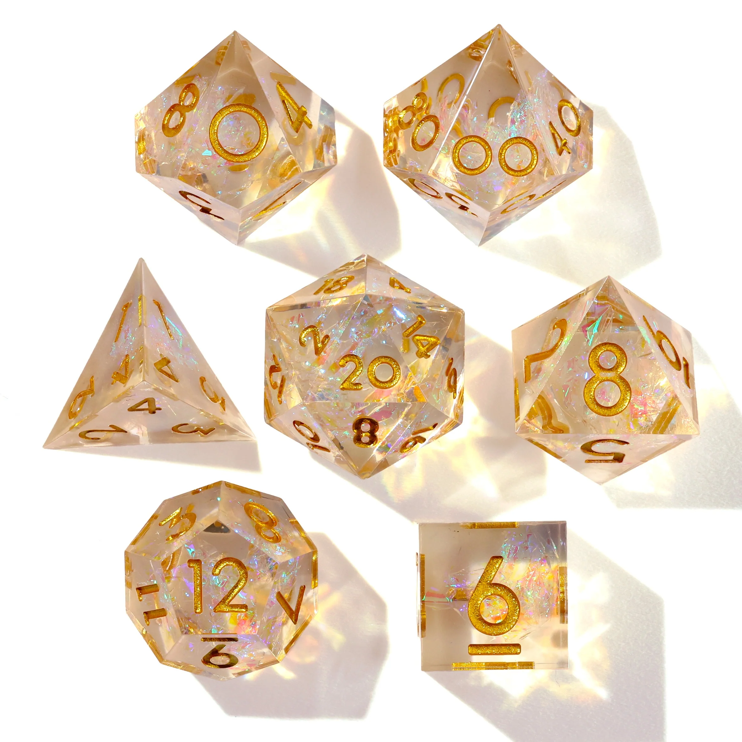 Shiny Like A Diamond! Sharp Edge RPG Dice Set - 7 Pieces - Image 2