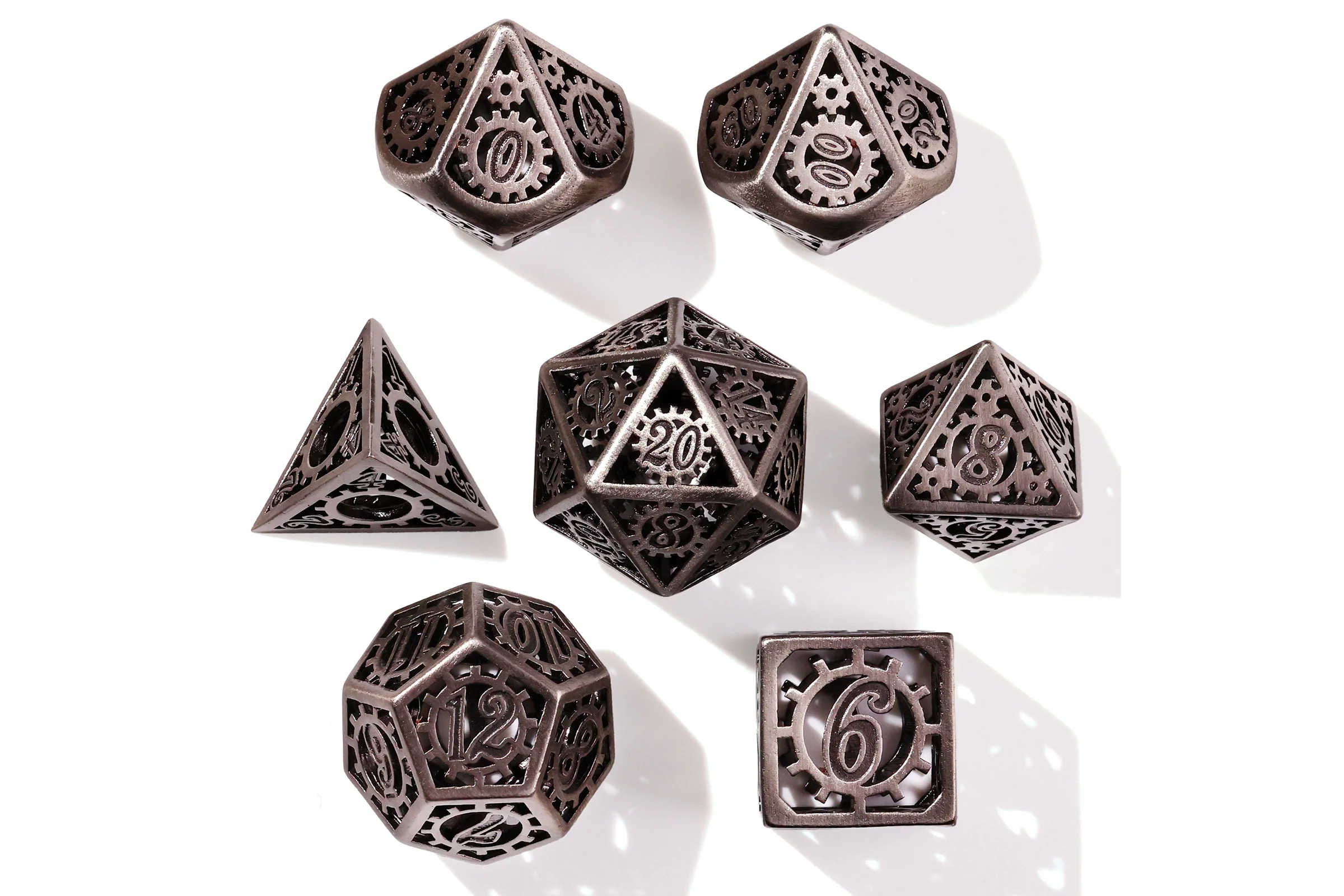 Silver Machinery Metal RPG Dice Set - 7 Pieces - Image 5