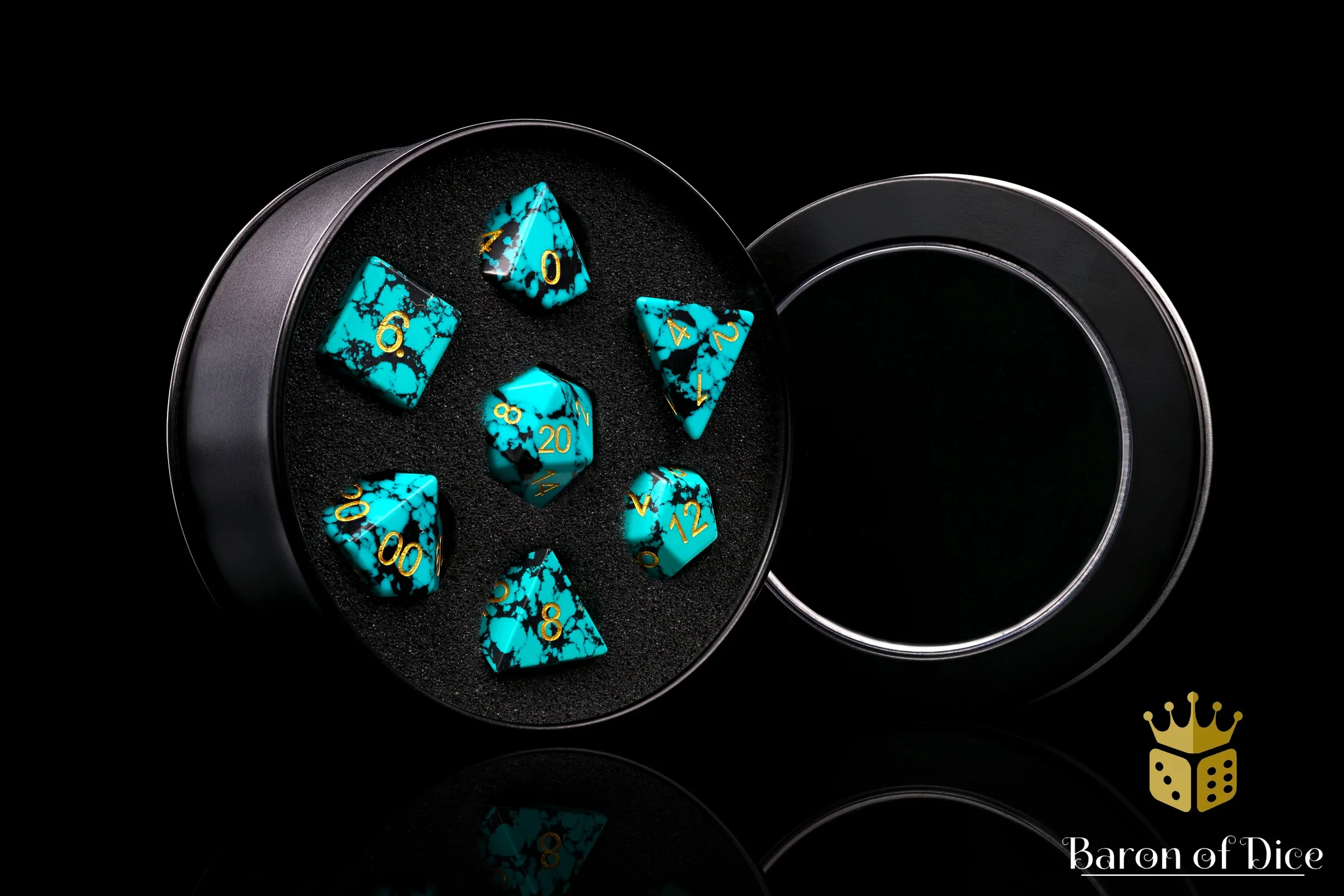 Turquoise Gemstone RPG Dice Set - 7 Pieces - Image 2