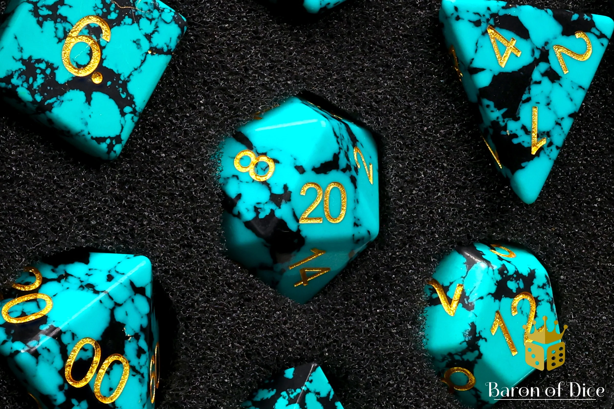 Turquoise Gemstone RPG Dice Set - 7 Pieces - Image 3