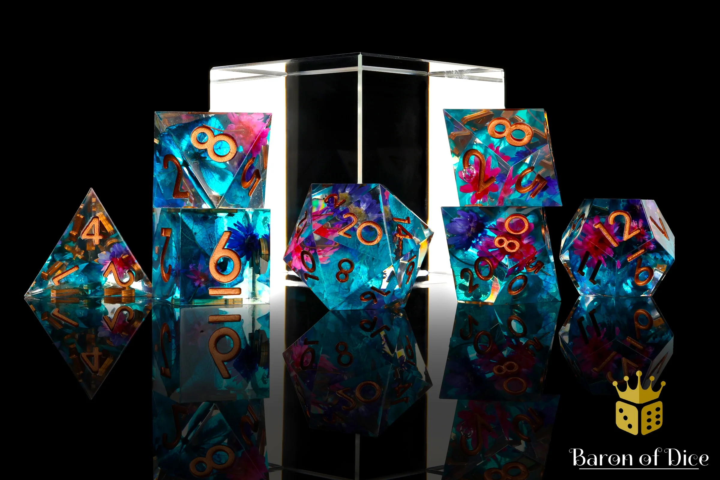 Water Garden Sharp Edge RPG Dice Set - 7 Pieces - Image 3