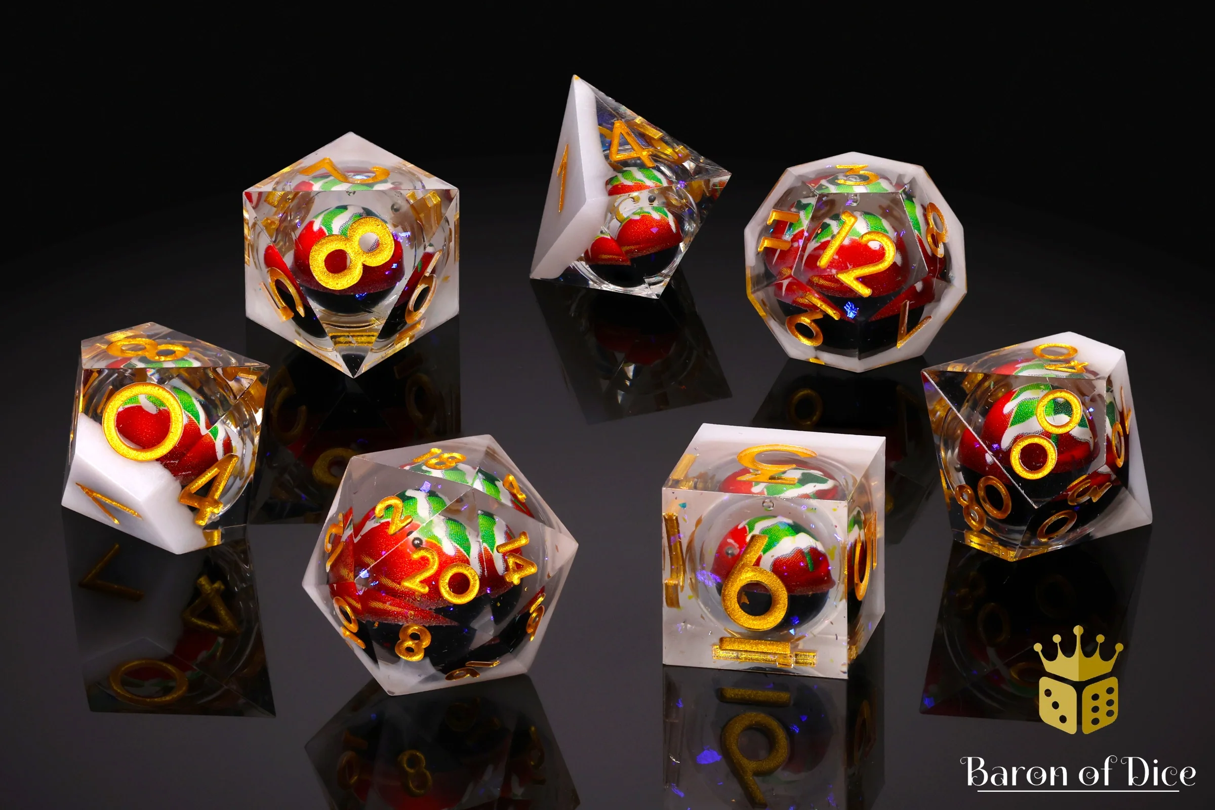 White Christmas Sharp RPG Dice Set - 7 Pieces - Image 3